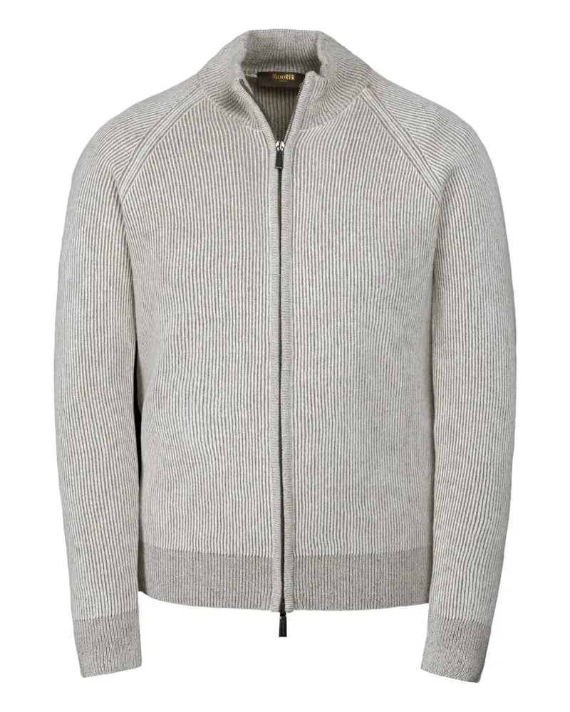 MOORER Gerippter DEAN-WSV Cardigan mit Reißverschluss - Grau Grau