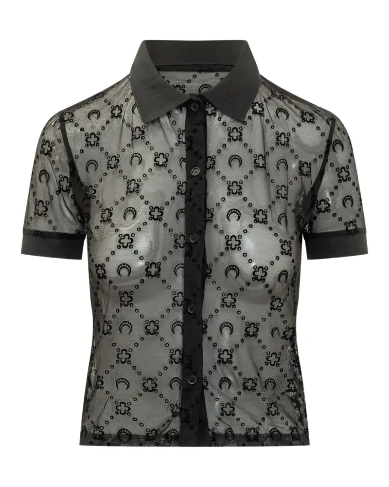 Marine Serre flocked mesh polo shirt - Schwarz Schwarz