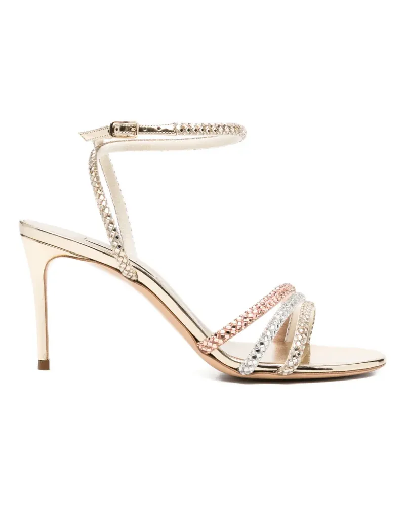 Casadei crystal-embellished crossover-strap sandals - Gold Gold