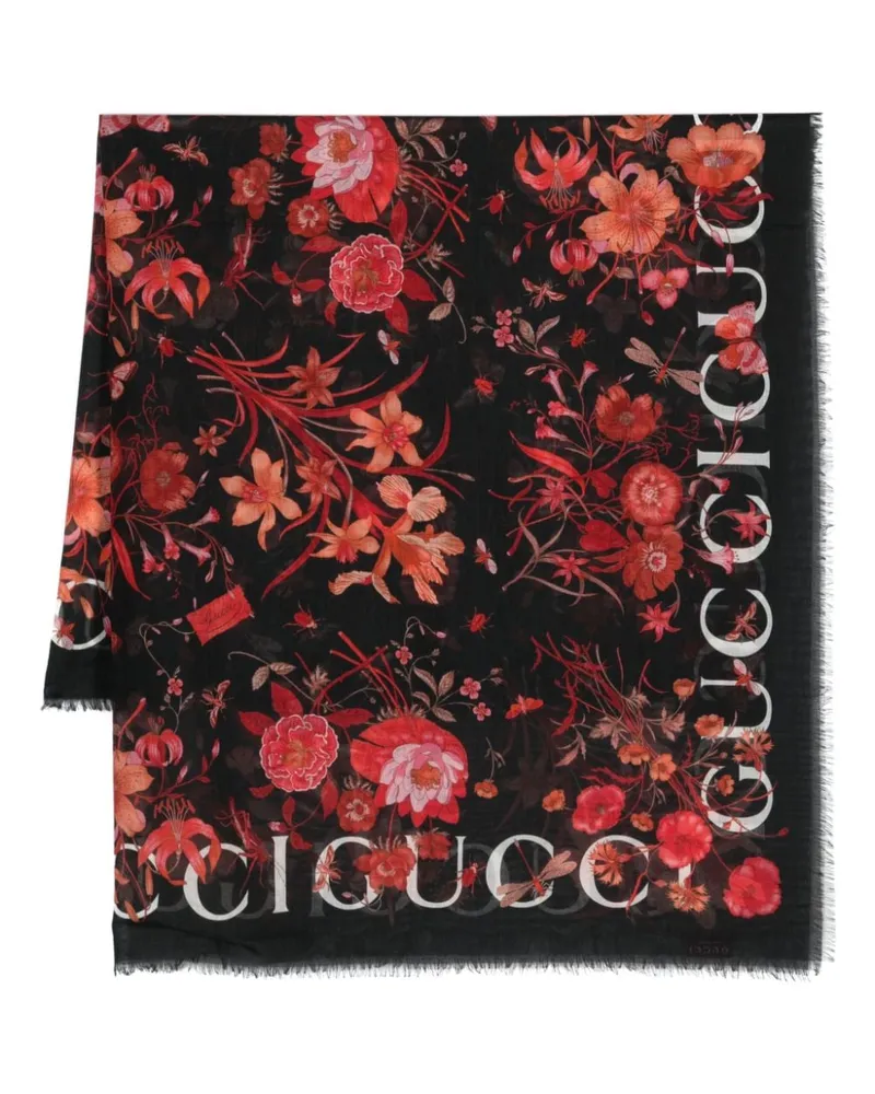 Gucci Schal mit Blumen--Print Schwarz