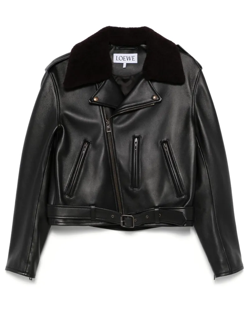 Loewe Klassische Bikerjacke - Schwarz Schwarz