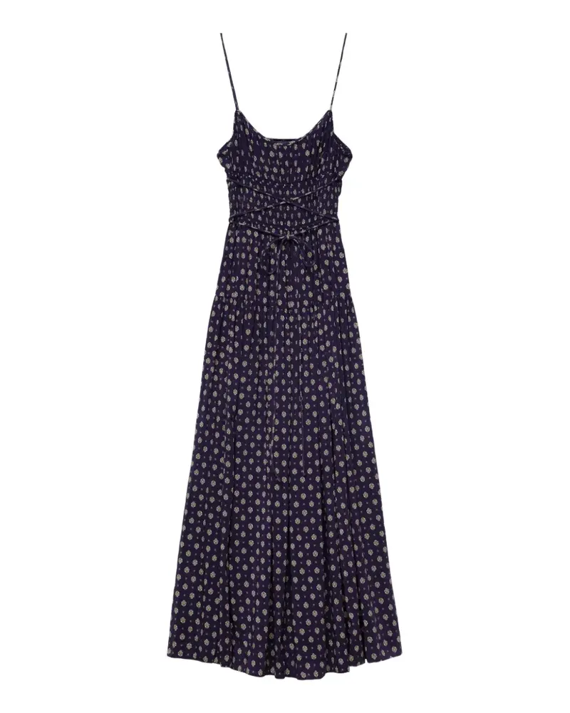 DÔEN Safia foulard-print lace-up maxi dress - Blau Blau