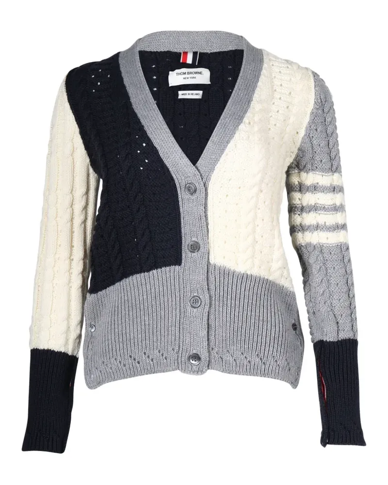 Thom Browne 4 Bar Cardigan mit Zopfmuster - Grau Grau
