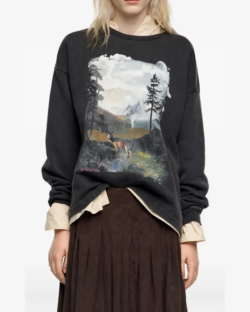 BIMBA Y LOLA Sweatshirt mit grafischem Print - Grau Grau