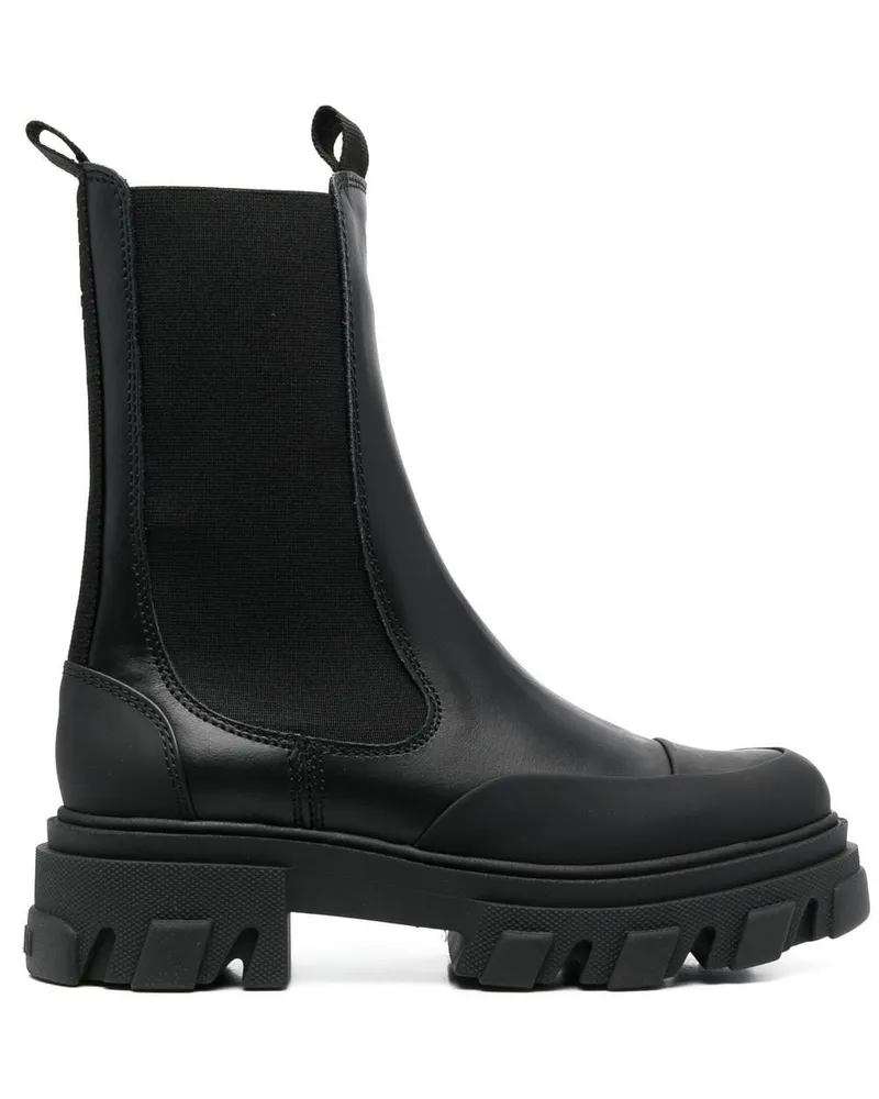 Ganni Chelsea-Boots mit breiter Sohle - Schwarz Schwarz