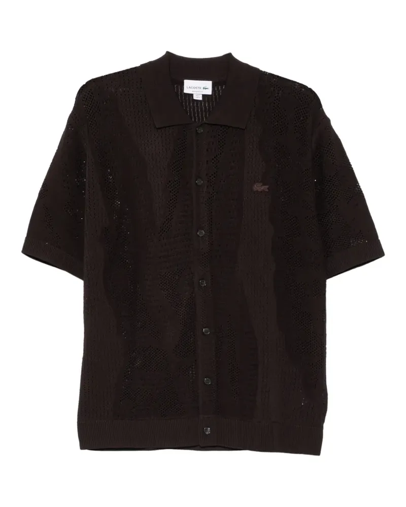 Lacoste crochet-knit short-sleeved sweater - Braun Braun