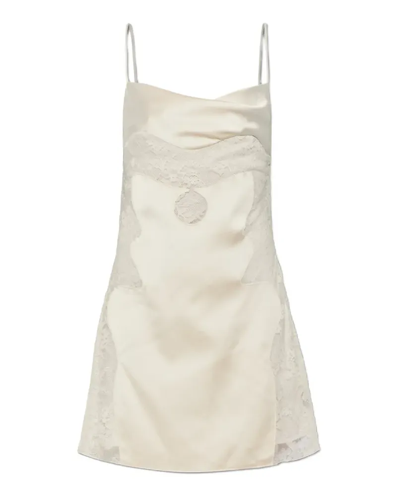 OFF-WHITE lace-insert satin dress - Nude Nude