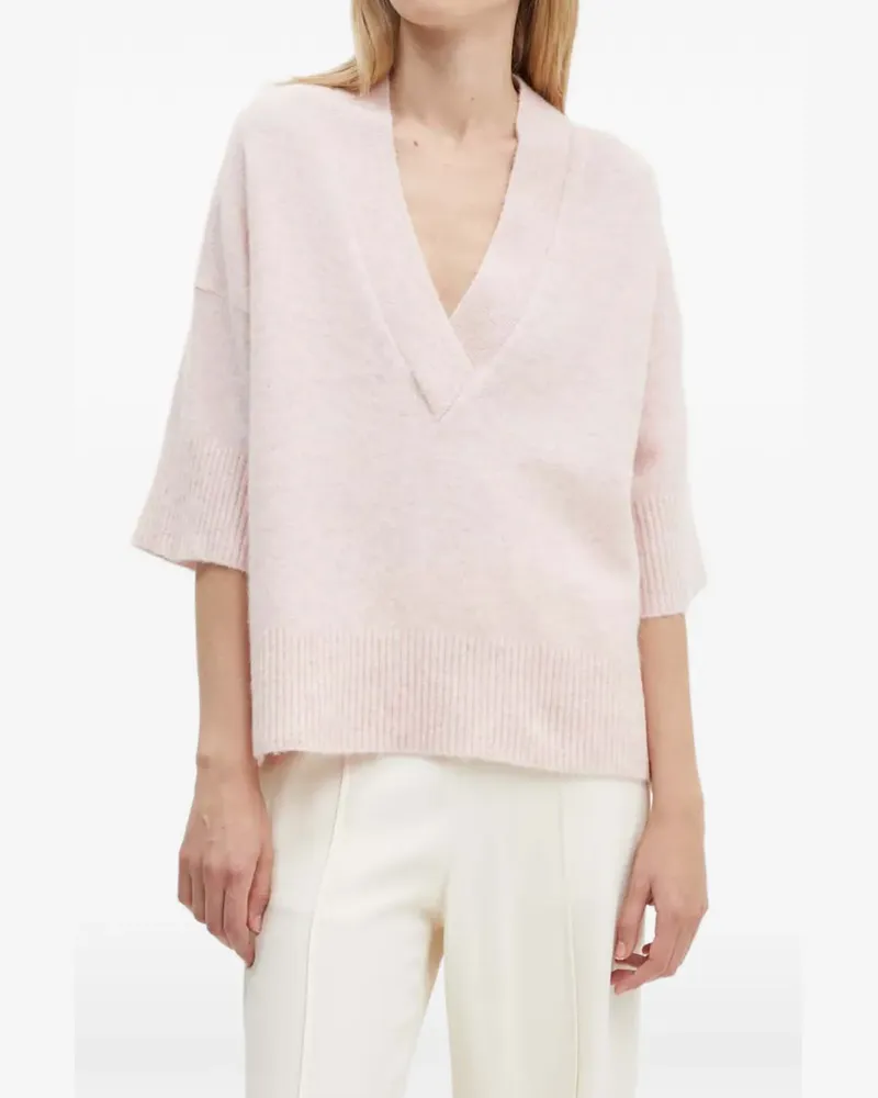 Liviana Conti V-neck short-sleeve sweater - Rosa Rosa