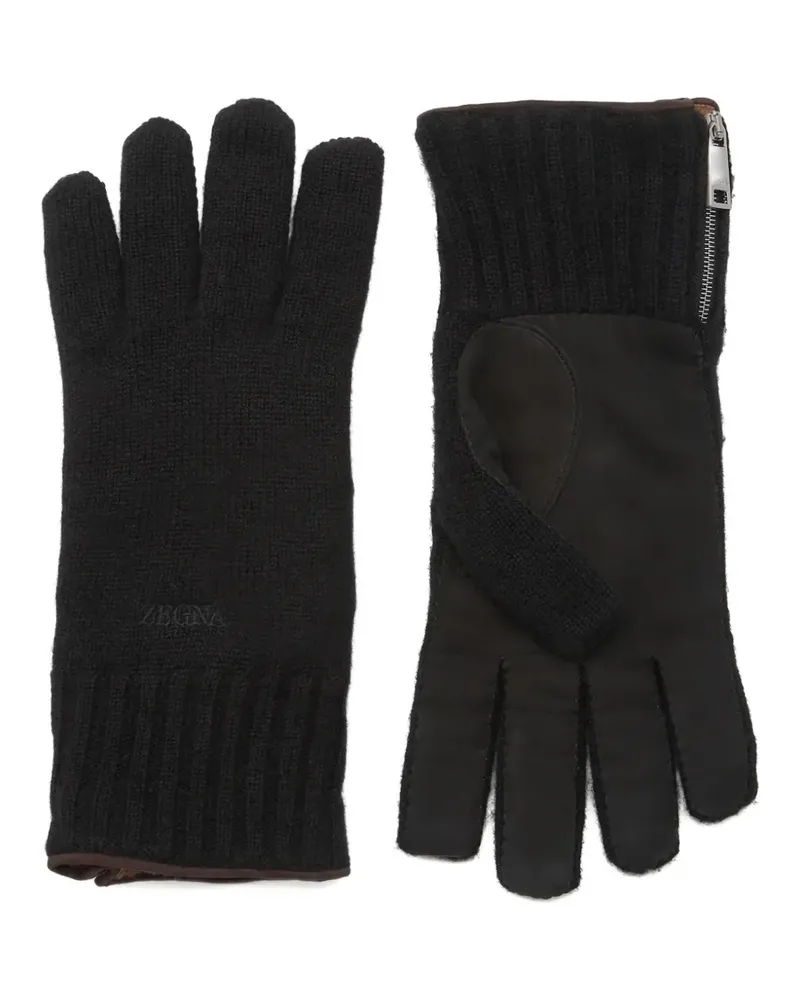 Ermenegildo Zegna Lederhandschuhe mit Kaschmireinsatz - Schwarz Schwarz