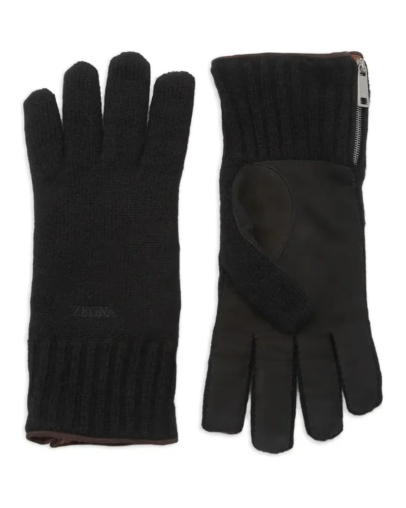 Ermenegildo Zegna Lederhandschuhe mit Kaschmireinsatz - Schwarz Schwarz