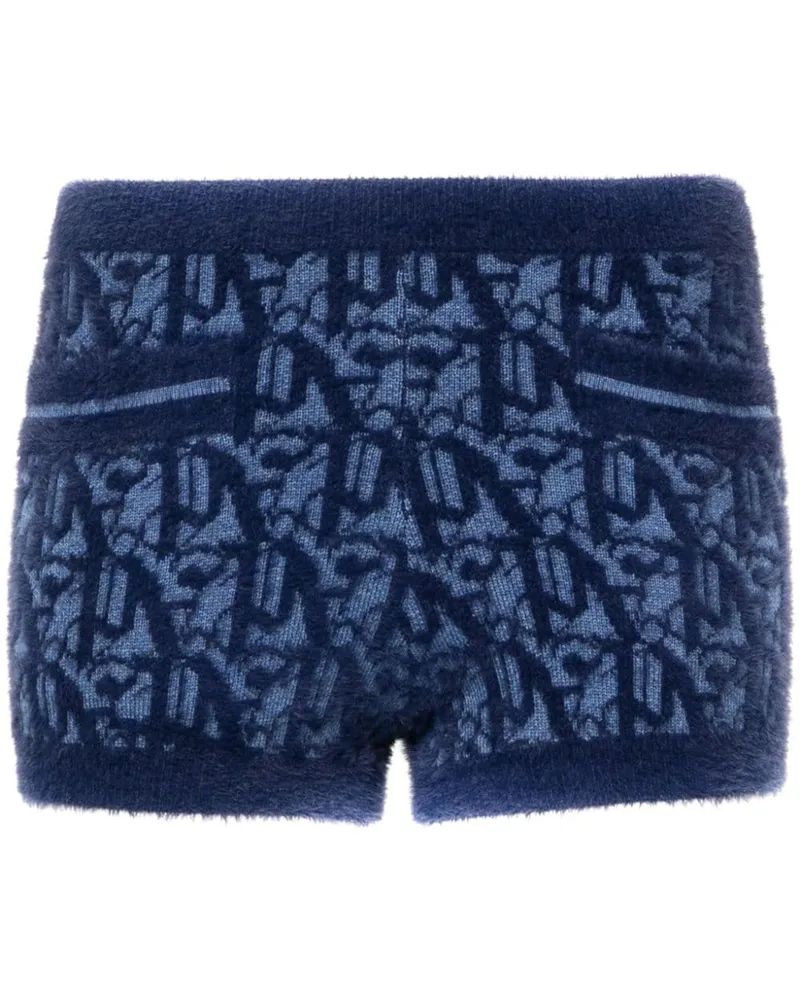 Palm Angels Shorts aus Monogramm-Jacquard Blau
