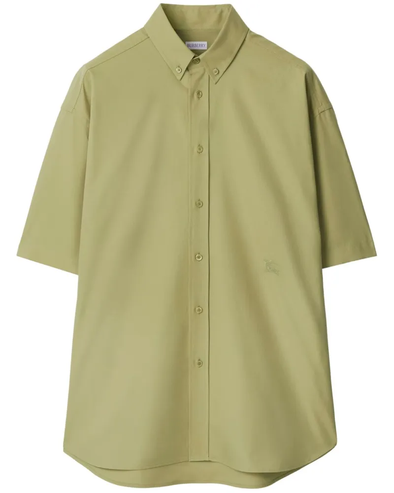 Burberry Popeline-Hemd mit Logo-Stickerei - Grün Grün