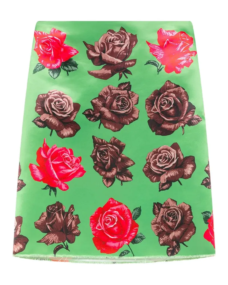 MSGM Minirock mit Rosen-Print - Grün Grün