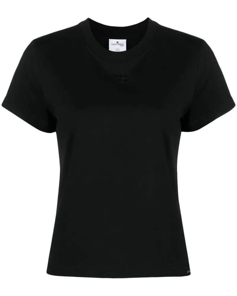 Courrèges T-Shirt mit Logo-Stickerei - Schwarz Schwarz