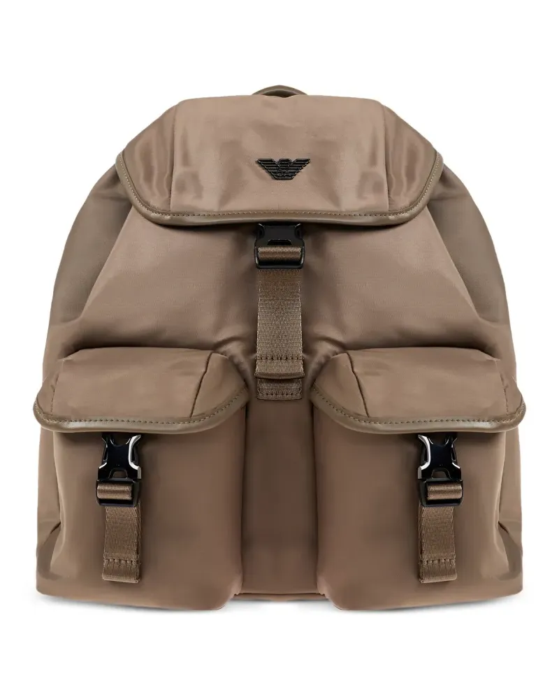 Emporio Armani buckle flap backpack - Braun Braun
