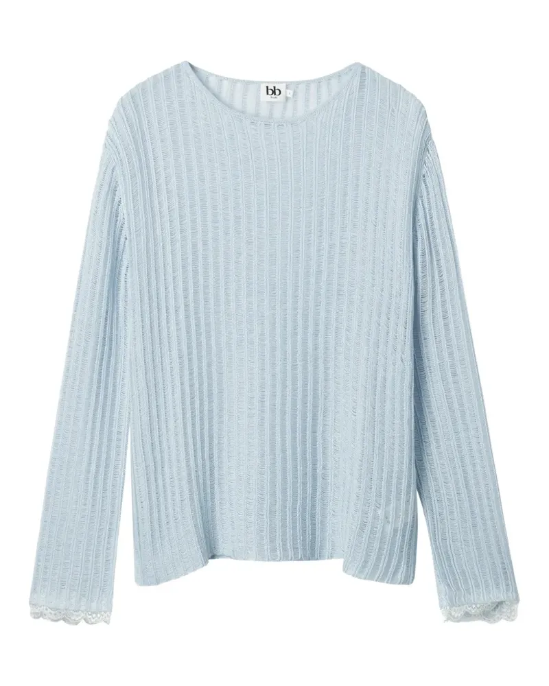 b+ab Pullover mit Spitzenbesatz - Blau Blau