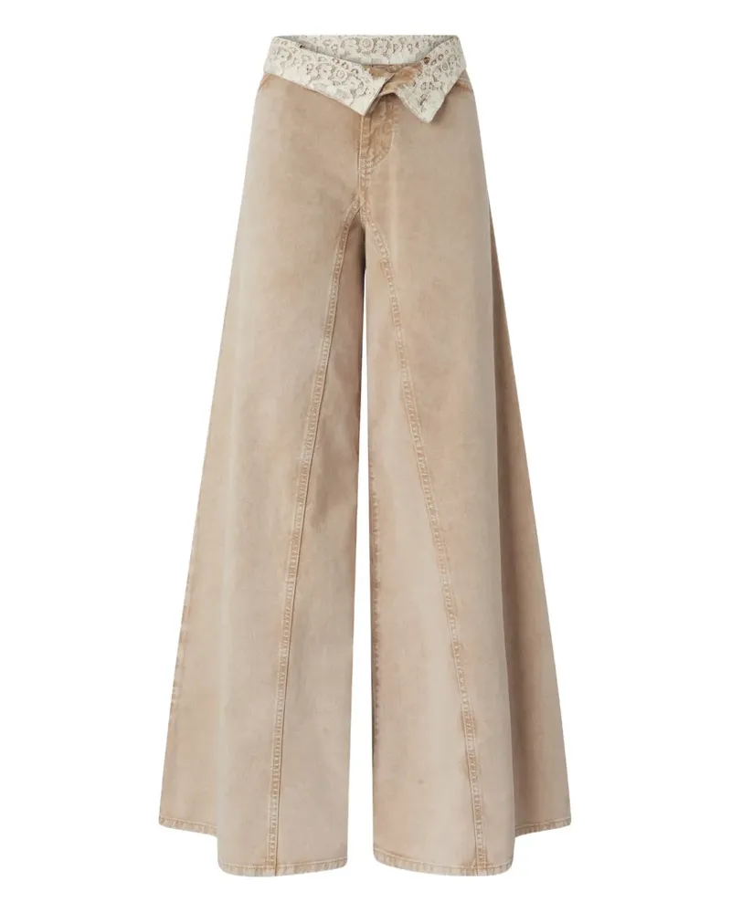 Pinko Spitzenhose weitem Bein - Nude Nude