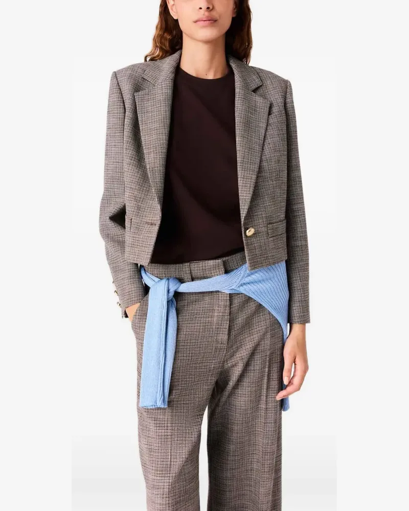 Maje Cropped-Blazer mit Karomuster - Braun Braun