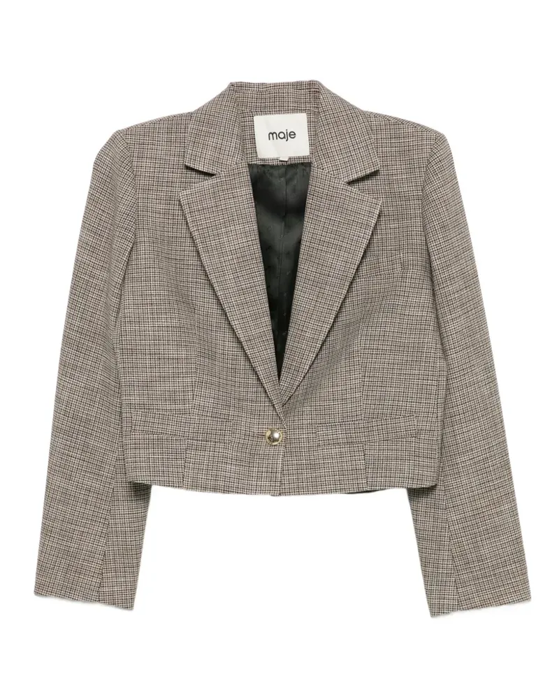 Maje Cropped-Blazer mit Karomuster - Braun Braun