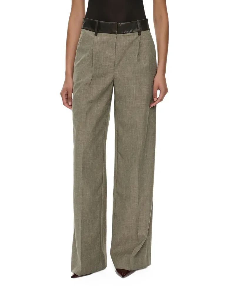 Christopher Esber Tropical Wide-Leg-Hose mit Lederbund - Grün Grün