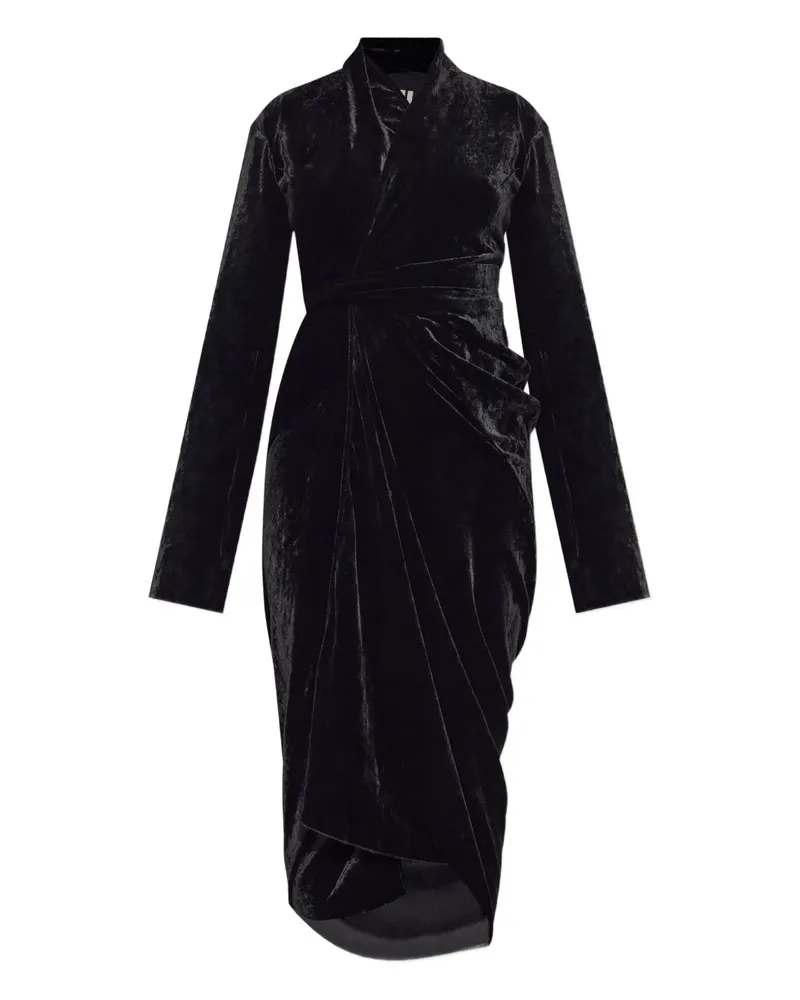 Rick Owens Drapiertes Samtkleid - Schwarz Schwarz