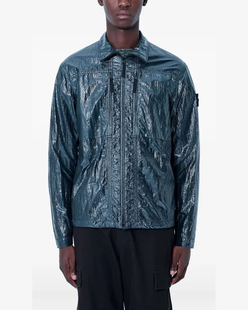 Stone Island 1200031 nylon lucido comfort-fit zip-up overshirt with chest pockets - Grün Grün
