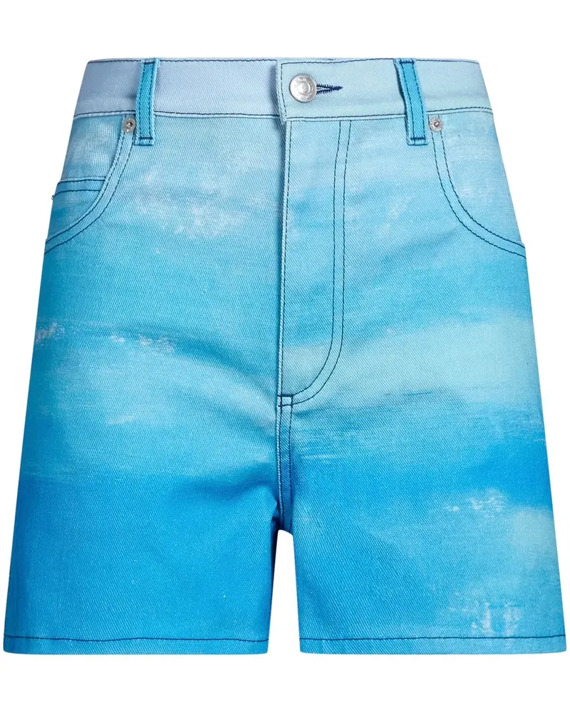 Marni High-Waist-Shorts mit Batikmuster - Blau Blau