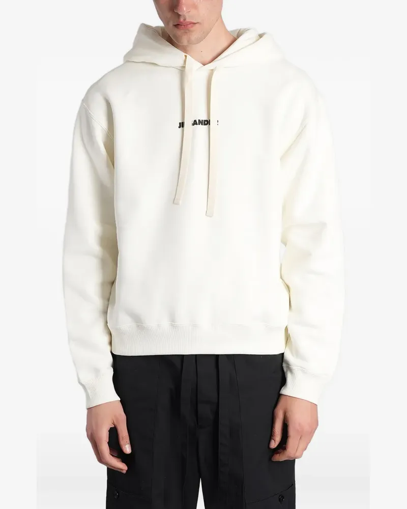 Jil Sander logo-print drawstring hoodie - Nude Nude