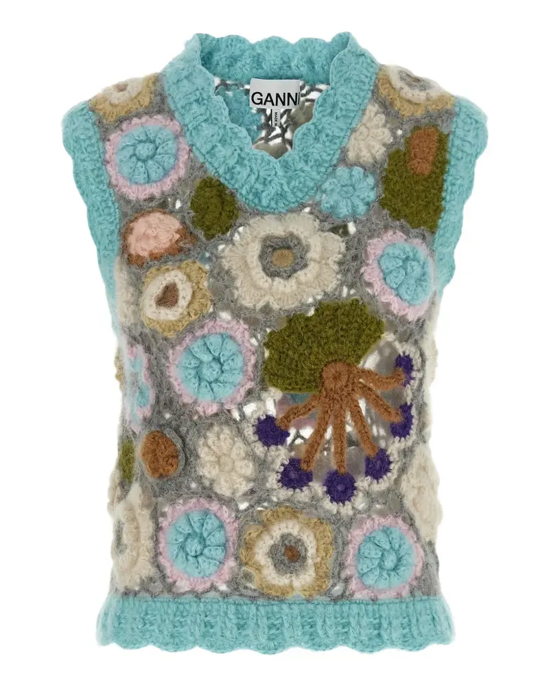 Ganni Dreamy Floral crochet vest - Blau Blau