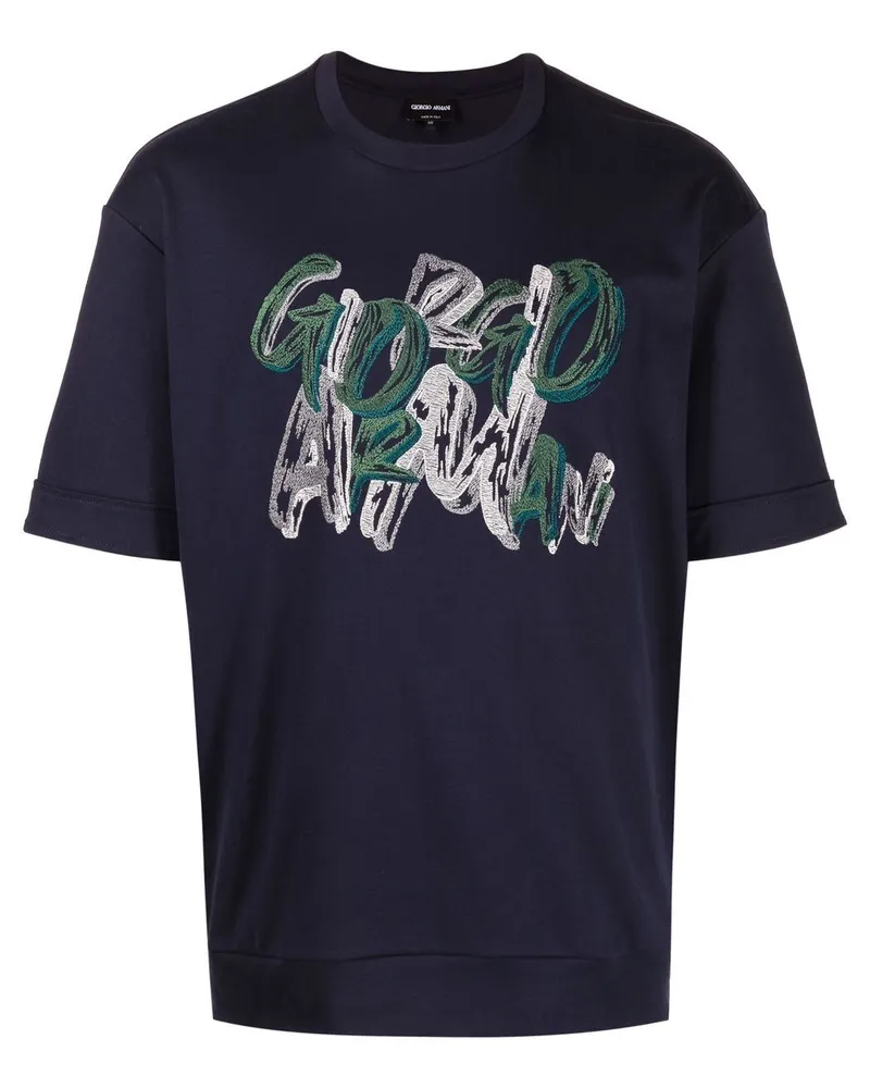 Giorgio Armani T-Shirt mit Logo-Print - Blau Blau