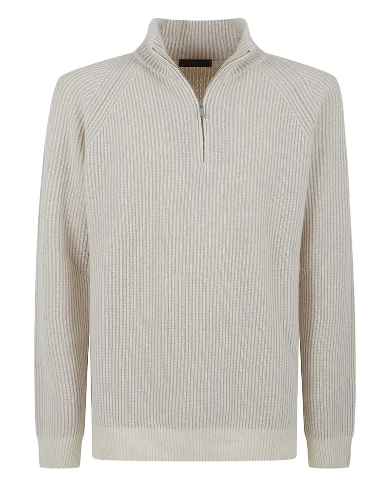 Incotex Gerippter Pullover mit Reißverschluss - Nude Nude