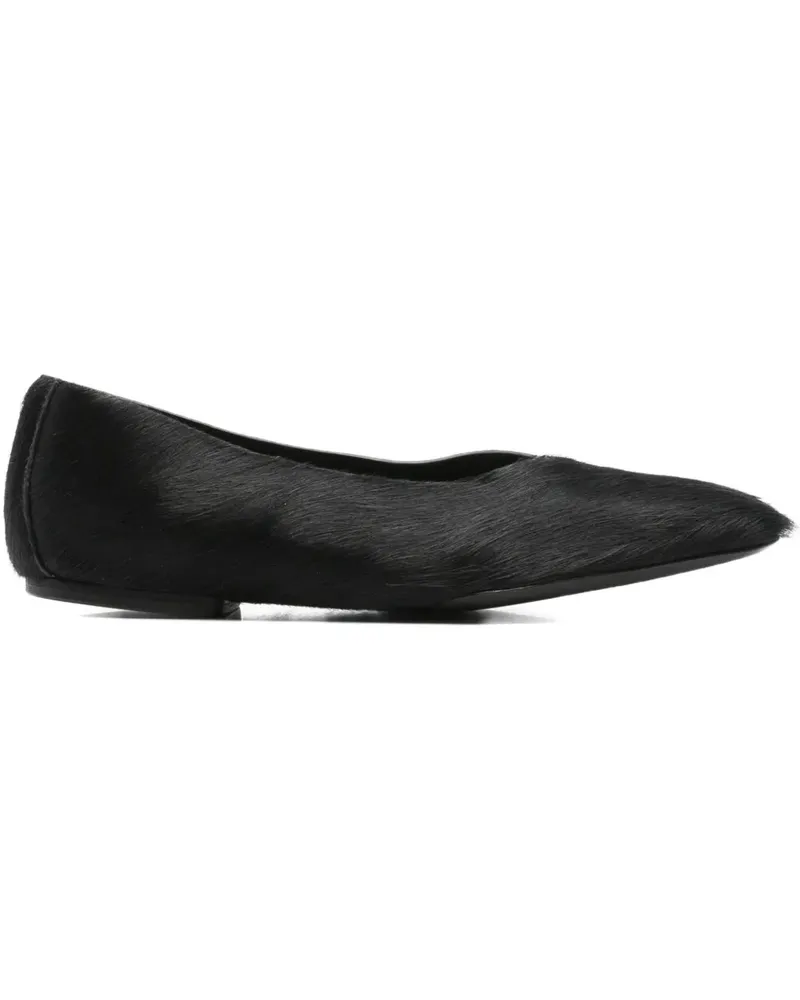 Rick Owens Kalbshaar-Ballerinas mit eckiger Kappe - Schwarz Schwarz