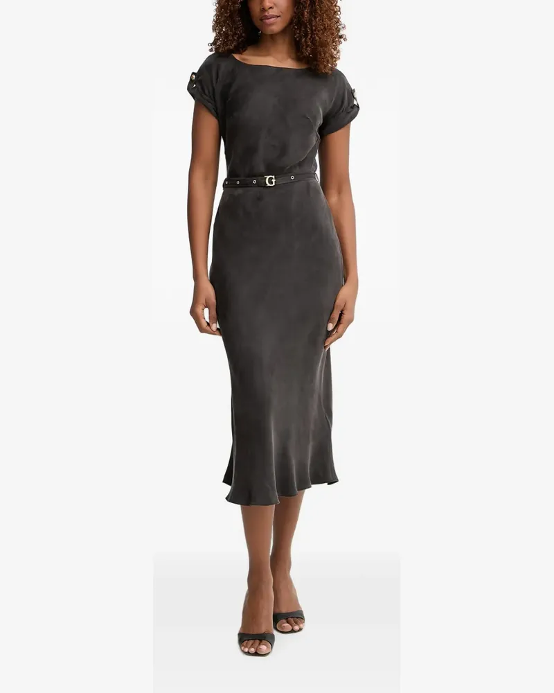 Guess belted cap-sleeve midi dress - Schwarz Schwarz