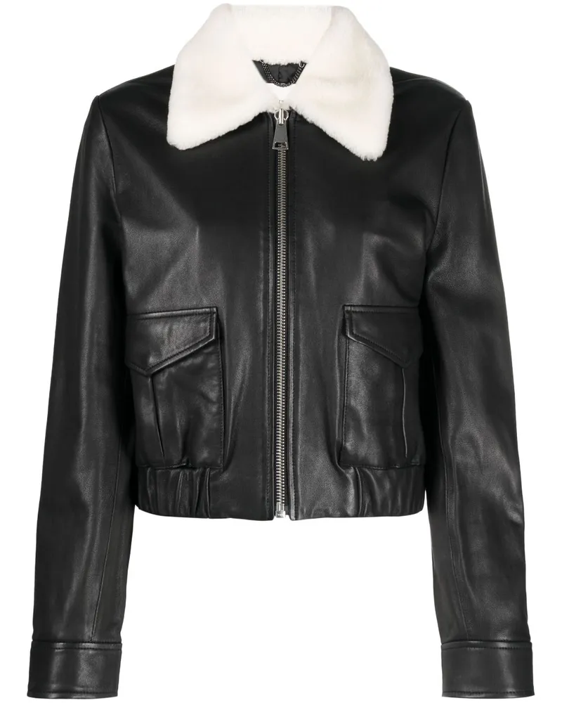 Dorothee Schumacher Lederjacke mit Shearling-Kragen - Schwarz Schwarz