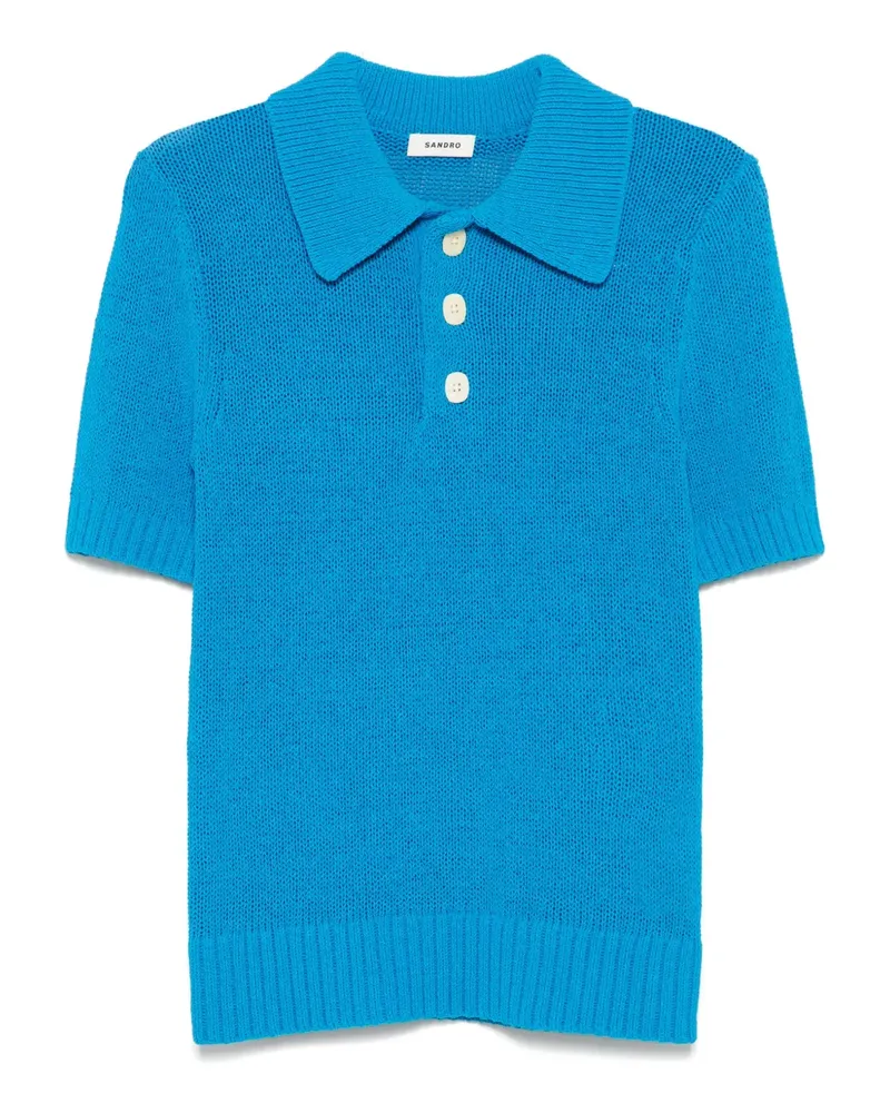 Sandro Gestricktes Poloshirt - Blau Blau