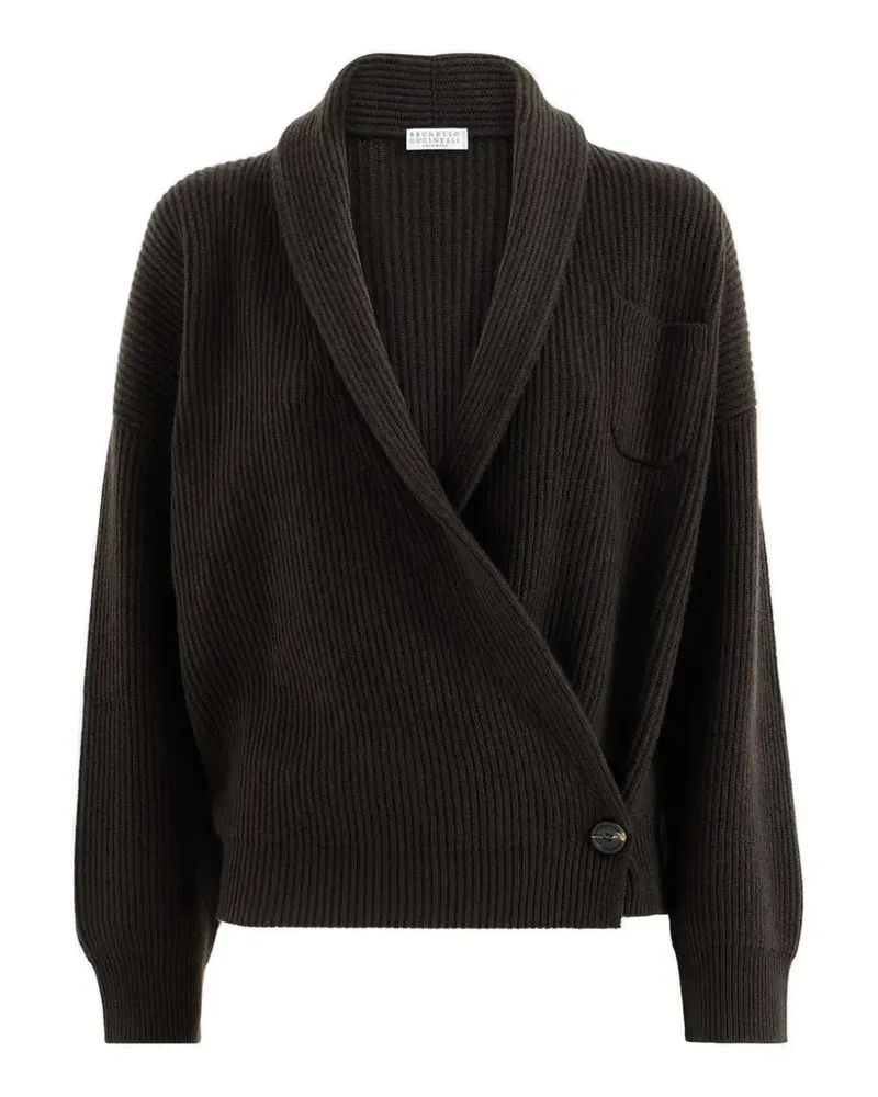 Brunello Cucinelli Gerippter Cardigan mit Schalkragen - Braun Braun