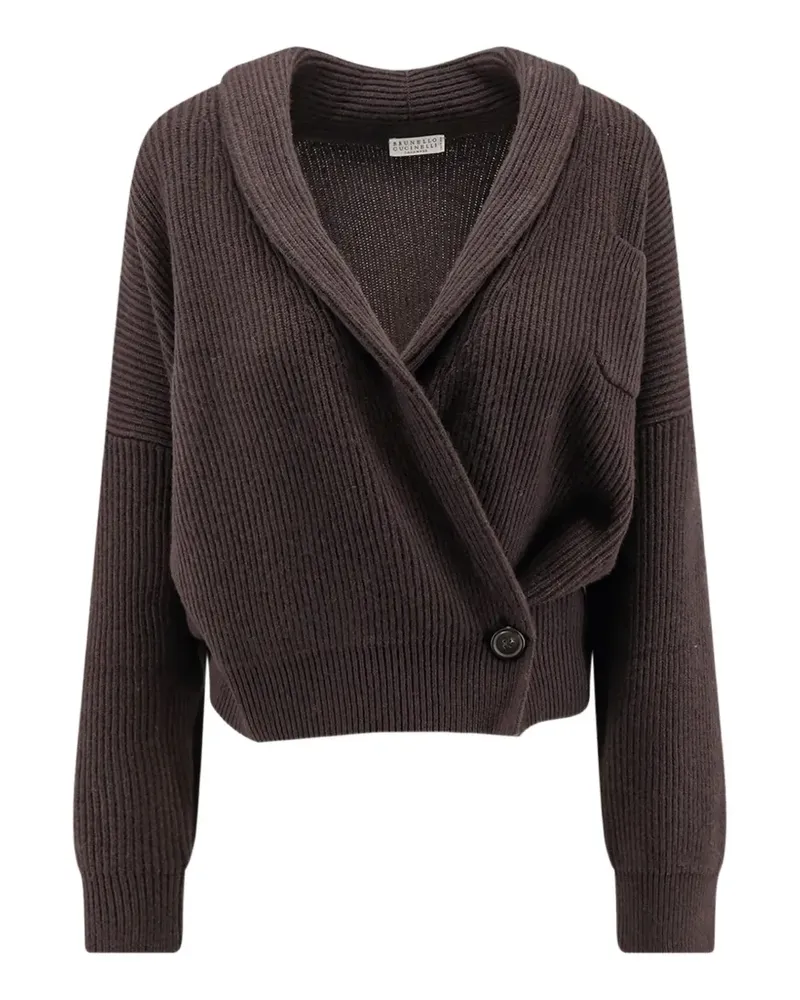 Brunello Cucinelli Gerippter Cardigan mit Schalkragen - Braun Braun