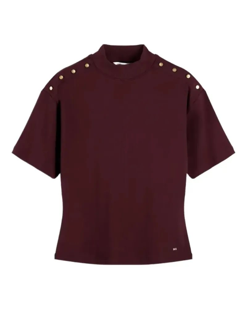 Tommy Hilfiger button-detail mock-neck T-shirt - Rot Rot