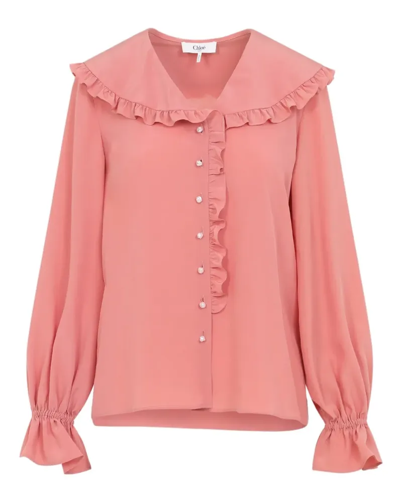 Chloé ruffled button silk top - Rosa Rosa
