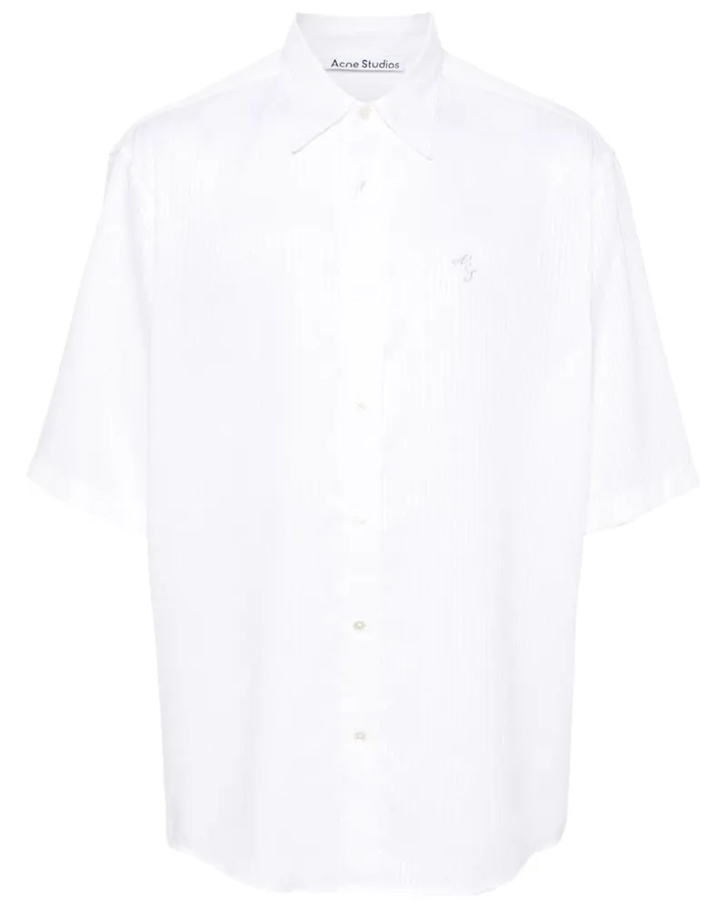 Acne Studios Gestreiftes Hemd mit Logo-Stickerei - Weiß Weiß