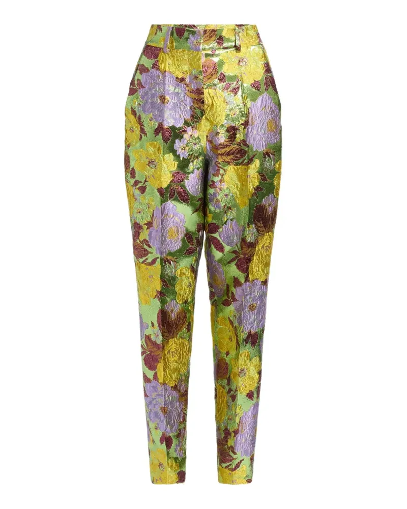 Elie Saab Hose aus Brokat mit Blumenprint - Grün Grün