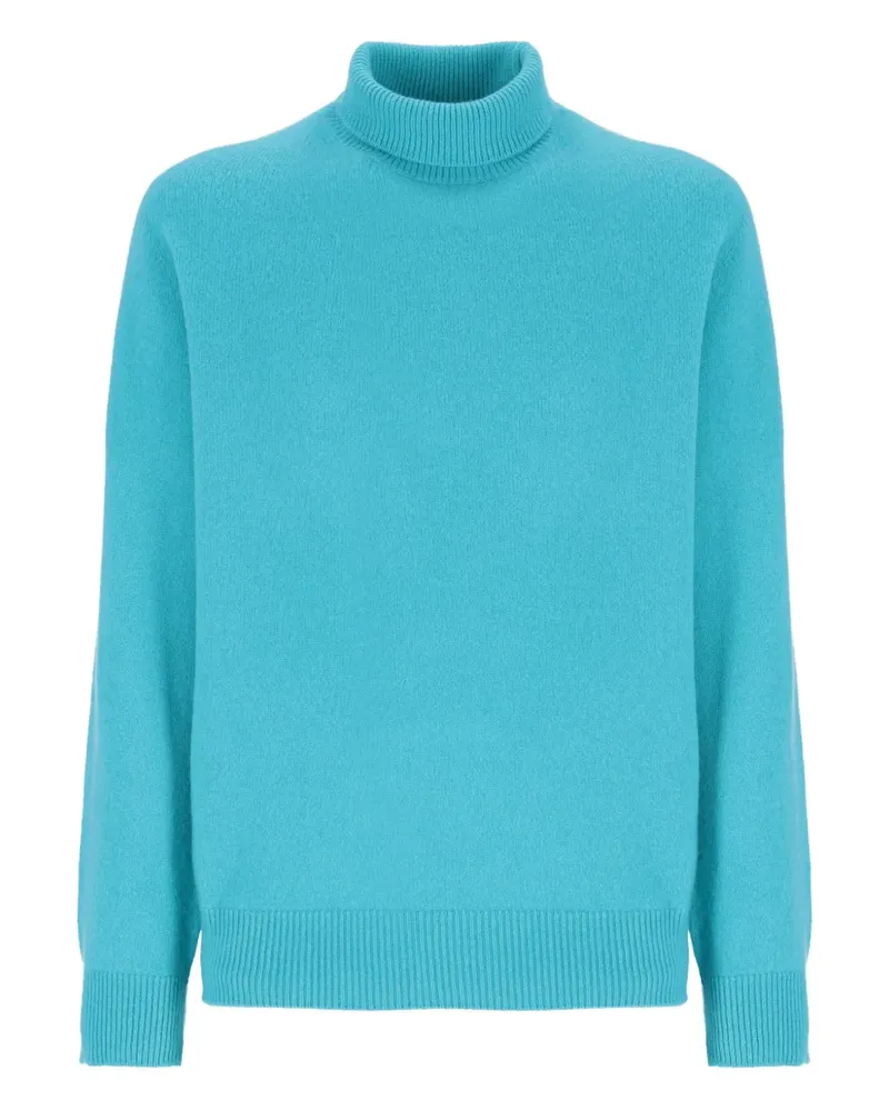 Laneus Gerippter Rollkragenpullover - Blau Blau