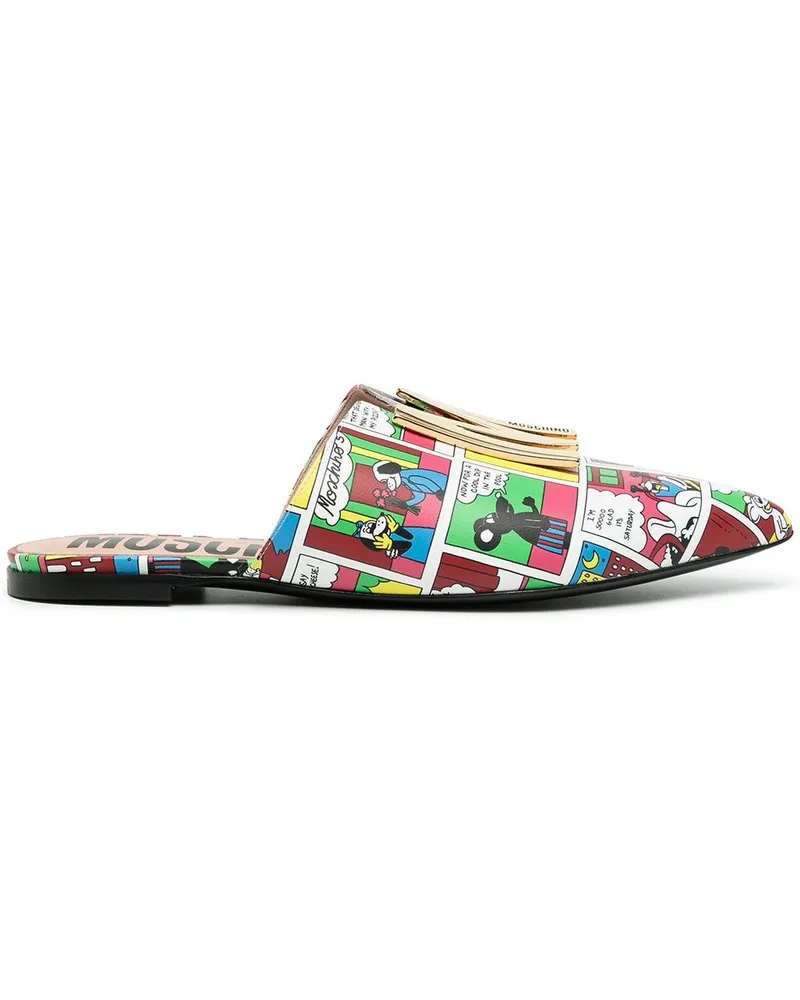 Moschino Slipper mit Print - Weiß Weiß