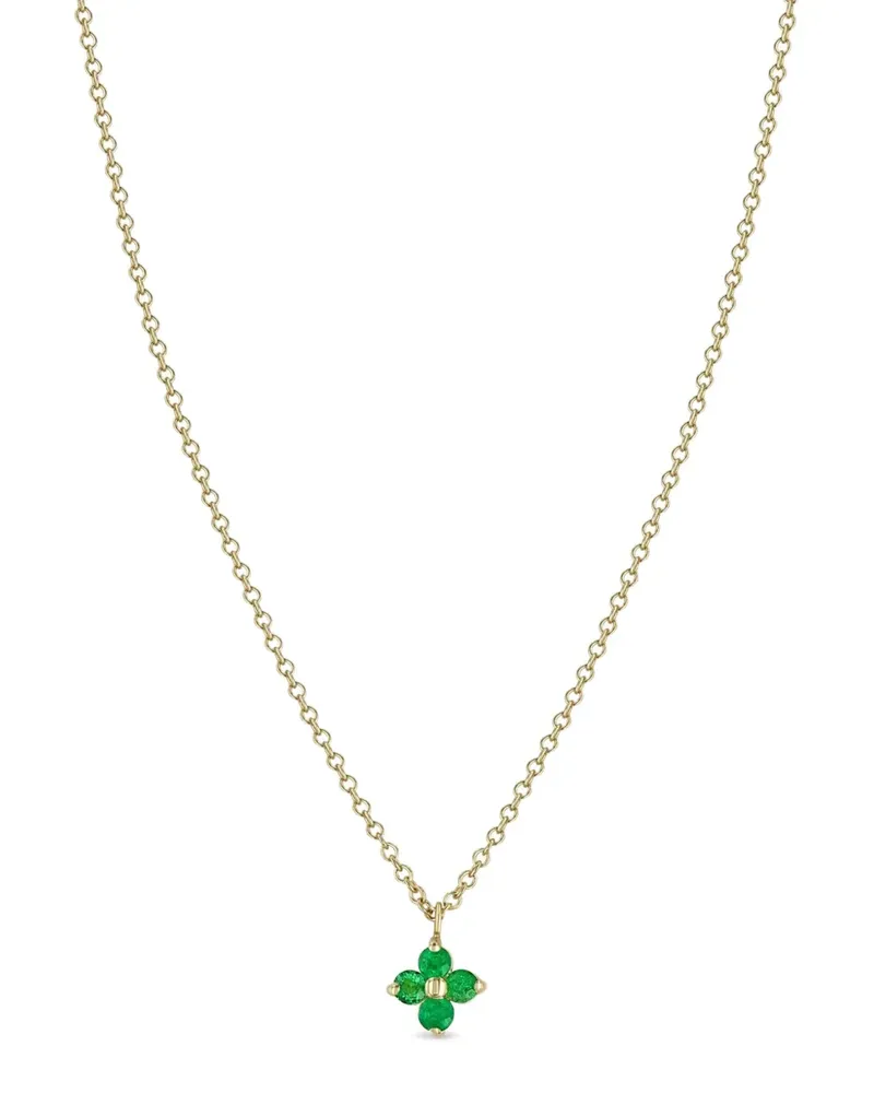 ZOË CHICCO 14kt Quad Gelbgoldhalskette mit Smaragd Gold