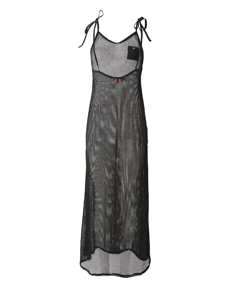 HUGO BOSS Neckholder-Maxikleid aus Mesh - Schwarz Schwarz