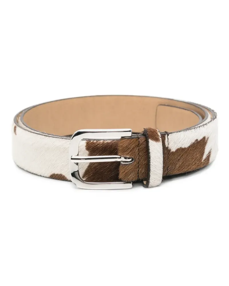 Liviana Conti Gürtel aus Ponyhaar mit Kuh-Print - Weiß Weiß