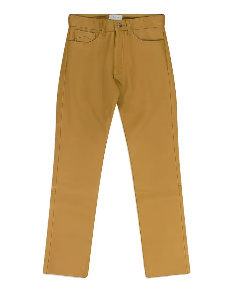 RHUDE straight-leg leather trousers - Nude Nude