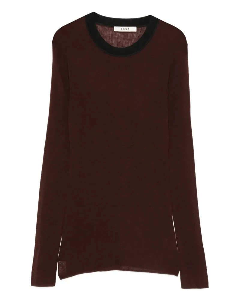 6397 Pullover mit Streifendetail - Braun Braun