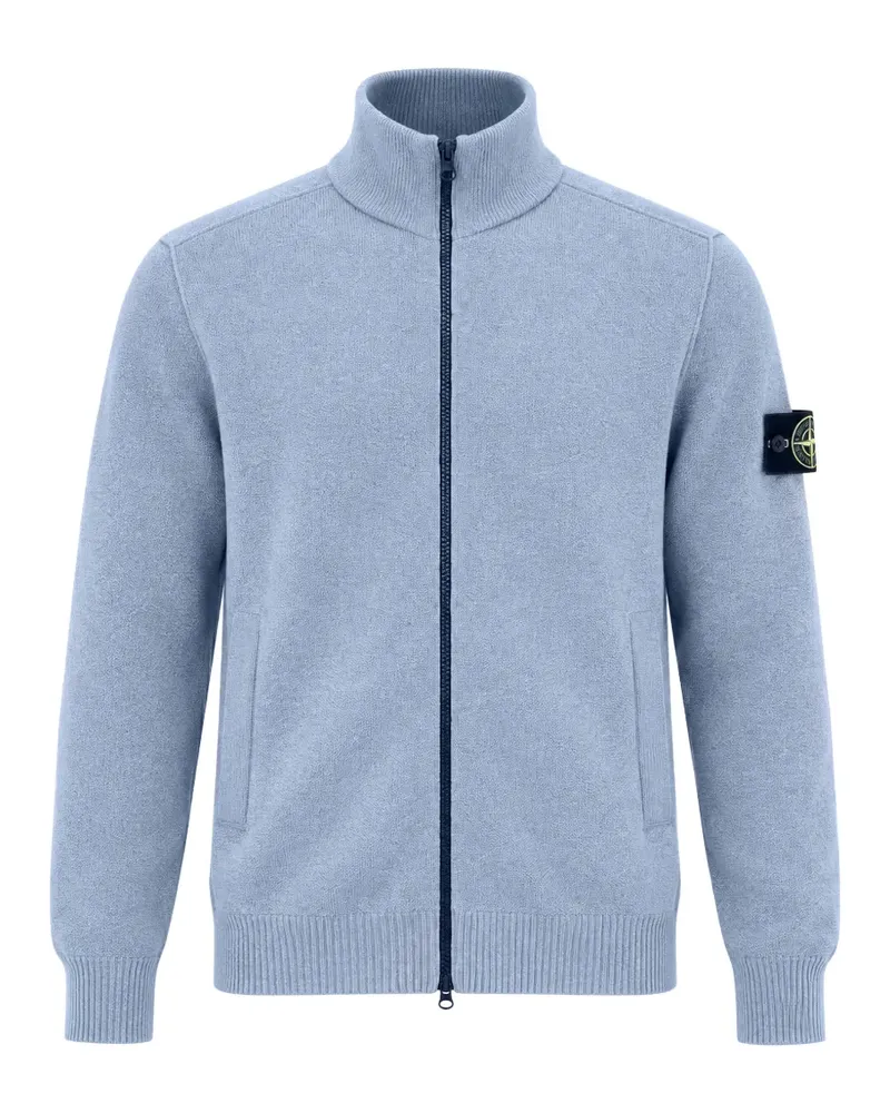 Stone Island logo-patch zip-up cardigan - Blau Blau