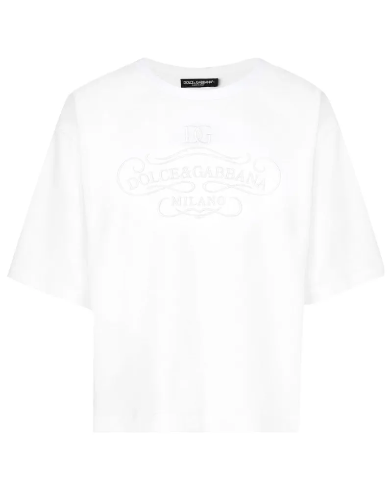 Dolce & Gabbana T-Shirt mit Logo-Stickerei - Weiß Weiß